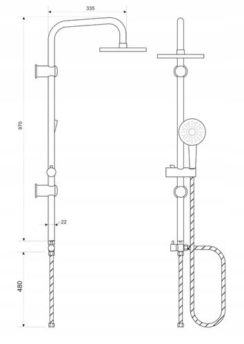 ZESTAW PRYSZNICOWY CZARNY Z BATERIĄ NATRYSKOWĄ DESZCZOWNICA KOMPLET MAT HIT na Arena.pl