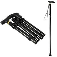 Regulowana składana czarna laska aluminiowa dla osób starszych