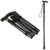 Regulowana składana czarna laska aluminiowa dla osób starszych