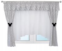 Firana dziecięca KOMPLET szare grochy MYSZKA dziew