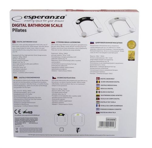 ES30B PILATES WAGA LAZIENKOWA SZKLANA BIAŁA na Arena.pl