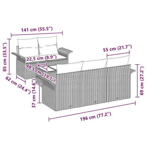 Zestaw Sof na Ogród 6 pcs Beżowy Polirattan na Arena.pl