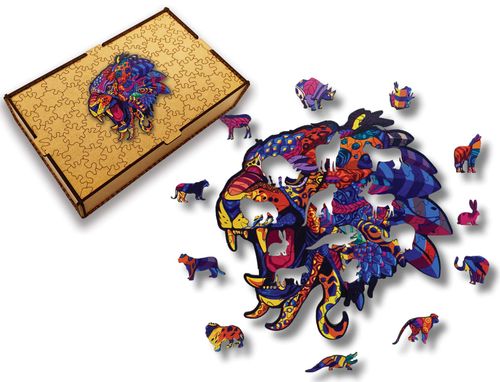 Puzzle Drewniane dla dzieci Tygrys 2 Tiger 2 w pudełku drewnianym na Arena.pl