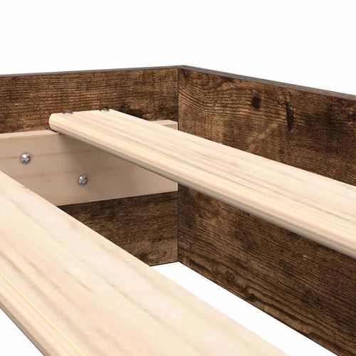 Łóżko z półką dąb wędzony 180x200 cm z drewna inżynieryjnego na Arena.pl