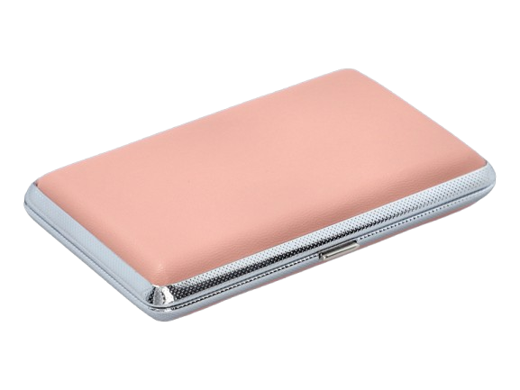 Papierośnica Skórzana SLIM na Cienkie Papierosy w Kolorze Brzoskwiniowym zdjęcie 2