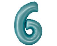 Balon foliowy cyfra "6" niebieski matowy, 76 cm