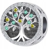 Srebrny charms zawieszka drzewko rodzina drzewo serce srebro 925 beads