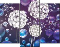 90CM 70 ZEGAR 3 ELEM BIAŁE DMUCHAWCE BAŃKACH MYDLANYCH SCIENNY DRUK