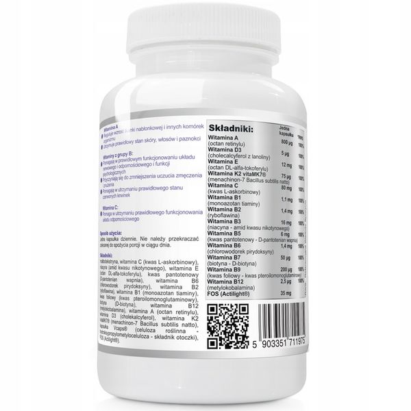 Multiwitamina Complex 120 kapsułek Wish Witaminy K2 D3 B12 Prebiotyk zdjęcie 1