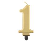 świeczka cyfra 1 urodziny, metalik złota, 8 cm   pf-scz1