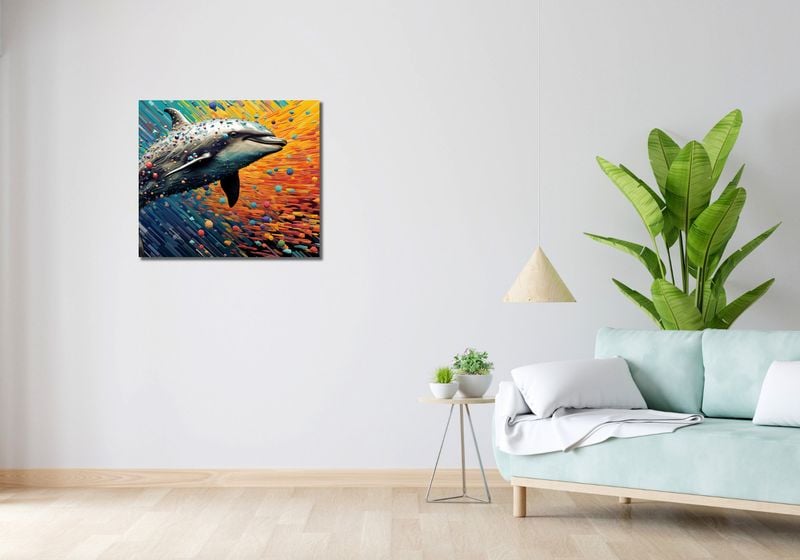 Obraz 70x60cm Delfin w Palecie Barw zdjęcie 2