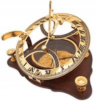 Zegar słoneczny z kompasem na drewnianej podstawie C064