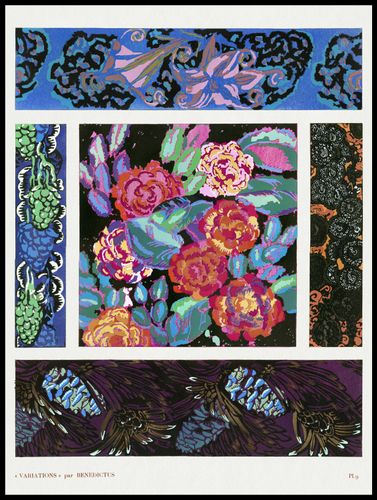 Plakat 75x100cm Kwiaty Art Deco v.9, Bénédictus Vintage do Salonu na Arena.pl