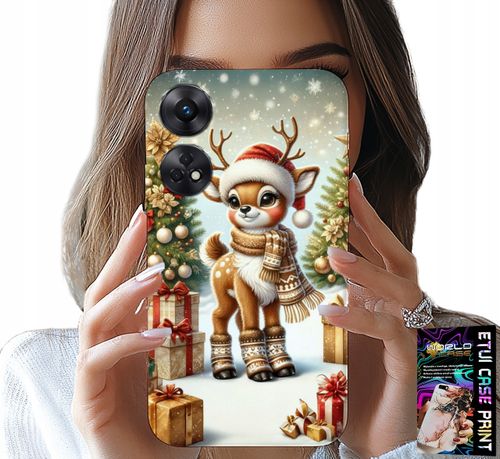 ETUI DO OPPO RENO8 T 4G - RENIFER, WZORY BOŻONARODZENIOWE + SZKŁO na Arena.pl