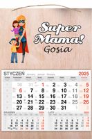 KALENDARZ wiszący 2025 DREWNIANY PERSONALIZOWANY prezent DZIEŃ MAMY + IMIĘ