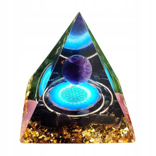 Piramida ORGONIT +LED Lampka PODSTAWA 5cm KRYSZTAŁ KAMIENIE AMULET 5cm HX09 na Arena.pl
