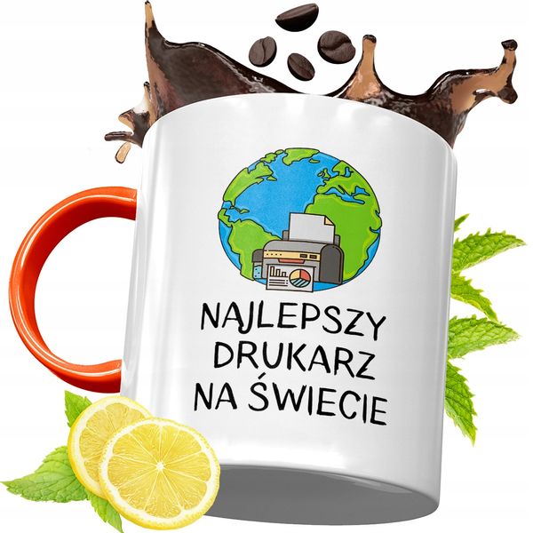 Kubek Pomarańczowy Dla Drukarza Prezent Z Nadrukiem Ze Zdjęciem zdjęcie 1