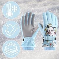 Rękawiczki Zimowe Ortalionowe Ciepłe Rękawice Narciarskie Dla Dzieci Niebie