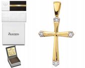 ZŁOTA ZAWIESZKA Z BRYLANTAMI KRZYŻYK 585 DIAMENTY