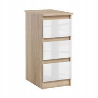 Wąska Szafka Do Biura Salonu 3 Szuflady Dostawka Jaris Sonoma Biały Połysk