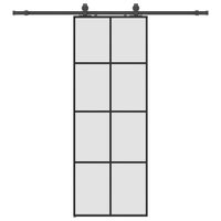 Drzwi przesuwne z zestawem okuć czarne 76x205 cm ESG szkło