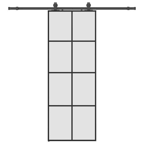 Drzwi przesuwne z zestawem okuć czarne 76x205 cm ESG szkło na Arena.pl