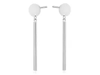 WISZĄCE DŁUGIE RODOWANE SREBRNE KOLCZYKI GŁADKIE KÓŁKO SZTABKA POŁYSK