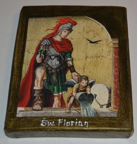 Ikona Święty Florian patron strażaków, hutników i koksowników, kominiarzy na Arena.pl