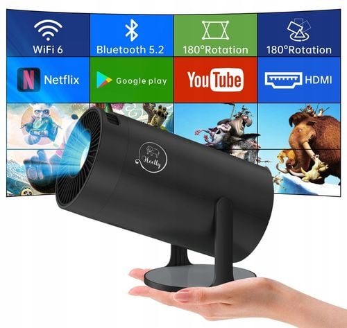 PROJEKTOR RZUTNIK ANDROID TV WIFI MINI 4K PRZENOŚNY SMART CZARNY na Arena.pl