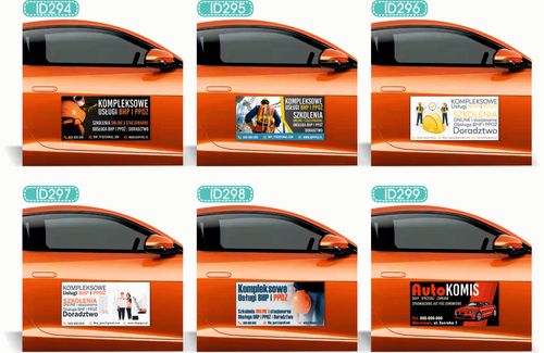 Magnes na samochód reklama magnetyczna 60x30 KOMPLEKSOWE USŁUGI PPOŻ BHP na Arena.pl