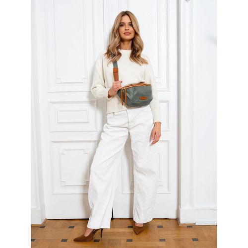 nerka damska z nylonu i skóry ekologicznej w zielono-brązowym kolorze na Arena.pl