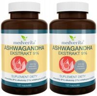 2 x Medverita Ashwagandha 9% 120 kapsułek Odporność na stres Witalność