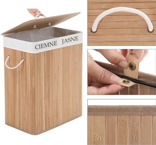 KOSZ BAMBUSOWY NA PRANIE DWUKOMOROWY POJEMNIK 100L na Arena.pl