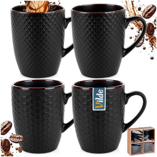 Kubki ceramiczne czarne 400 ml 4 szt. na Arena.pl