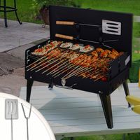 GRILL OGRODOWY TURYSTYCZNY PRZENOŚNY SKŁADANY BBQ WALIZKA + AKCESORIA 43cm