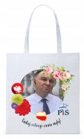 Prezydent Andrzej Duda Torba Eco Biała Shopper Z Nadrukiem Ze Zdjęciem