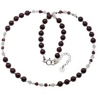 Naszyjnik z Granatem, Kryształem Górskim i Hematytem – srebro 925