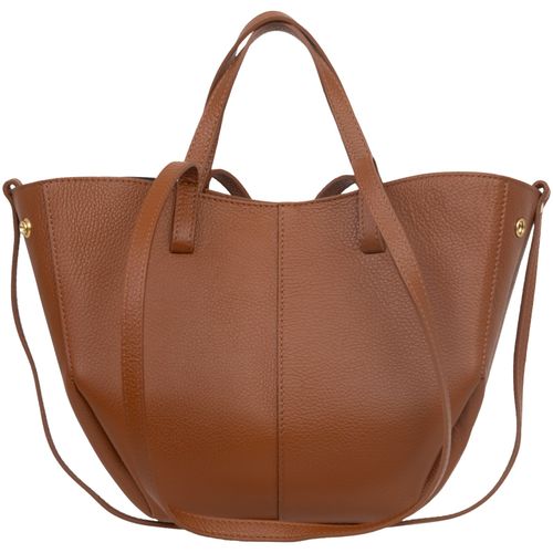 VERA PELLE torebka damska skórzana shopper mała rozpinana V695 camel na Arena.pl