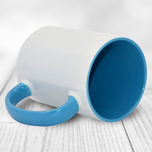 Duży kubek XXL z błękitnym wnętrzem i uszkiem z Twoim nadrukiem na Arena.pl