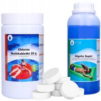 Chlor do basenu 1kg 20g chemia do basenu tabletki + na glony antyglon 1l