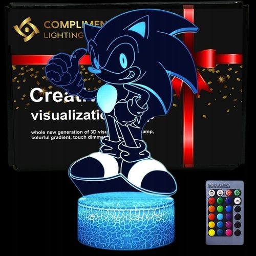 Lampka 3D nocna led usb Mały Sonic z bajki na Arena.pl