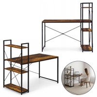 Biurko loftowe 120x60 cm z regałem czarne/brąz