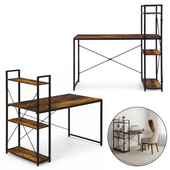 Biurko loftowe 120x60 cm z regałem czarne/brąz