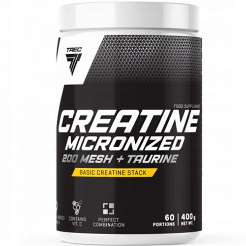 TREC CREATINE MICRONIZED 200 MESH TAURINE 400G CZYSTA KREATYNA + PODSTAWKA na Arena.pl