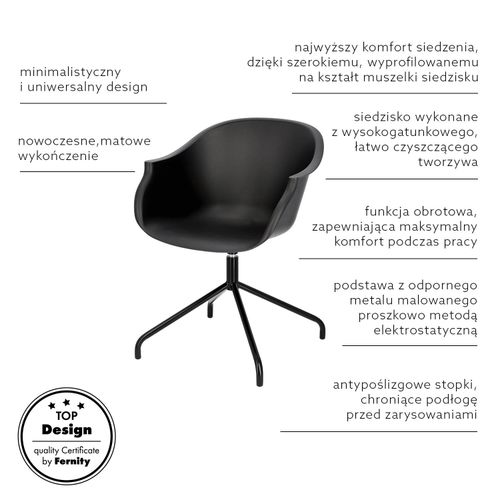 Krzesło Roundy Black obrotowe na Arena.pl