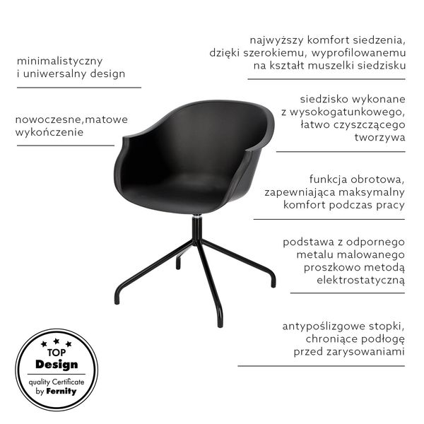 Krzesło Roundy Black obrotowe zdjęcie 4
