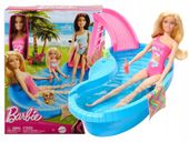 LALKA BARBIE BASEN zestaw basen ze zjeżdżalnią + lalką Barbie w kostiumie