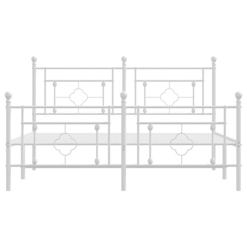 Metalowa rama łóżka z wezgłowiem i zanóżkiem, biała, 160x200 cm na Arena.pl