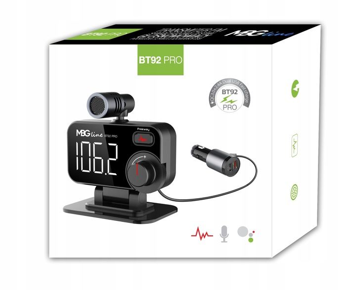 Transmiter FM Bluetooth 5.0 ładowarka USB QC 3.0 zdjęcie 2