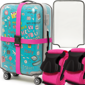 POKROWIEC OCHRONNY + 2X PAS ZABEZPIECZAJĄCY NA WALIZKĘ DO WALIZKI BAGAŻU